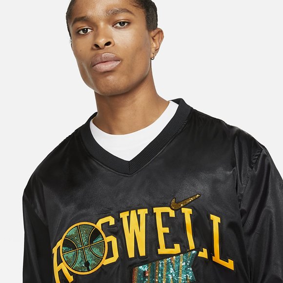 Nike Roswell Rayguns Basketball Top Long Sleeve Warm-Up Black Gold CW7733-010 - Picture 3 of 7